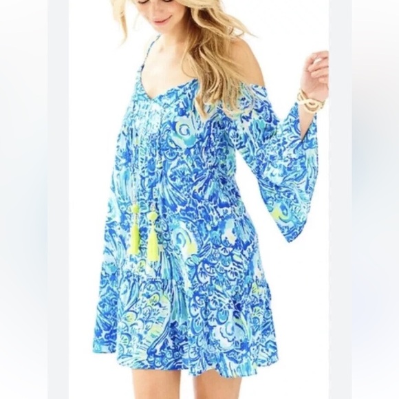 Lilly Pulitzer Alanna Cold shoulder dress Shell tassel - Picture 1 of 8
